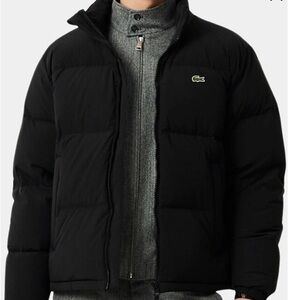 Lacoste Large Men's Water Repellent Hooded Down Jacket, Black